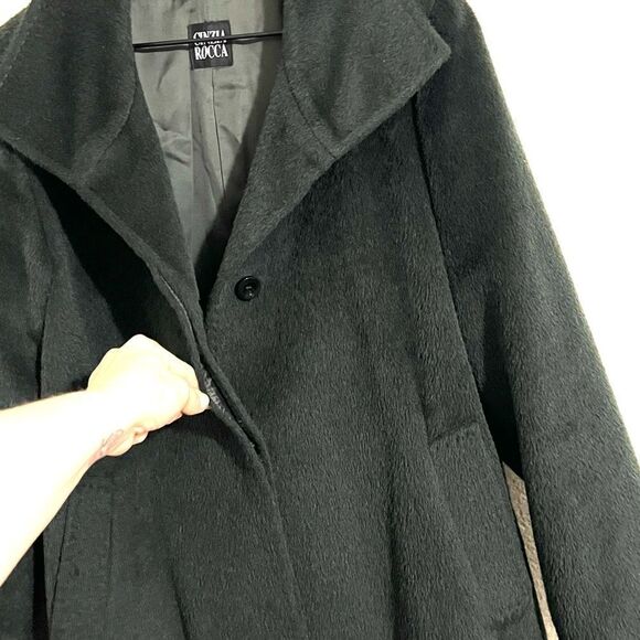 Cinzia Rocca Baby Llama Wool Dark Forest Green Coat Italian Size 10 US - Picture 6 of 14